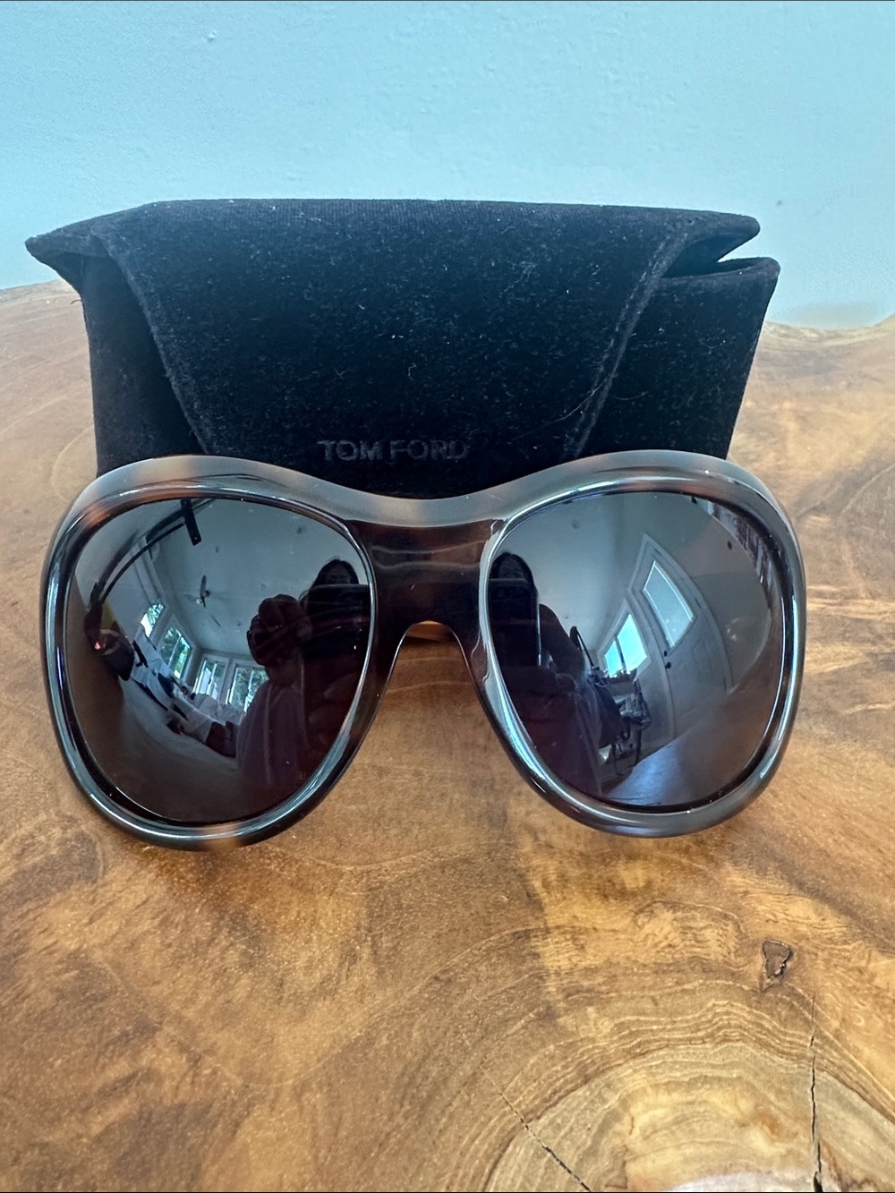 Tom Ford Tortoiseshell Oversized Butterfly Sunglasses